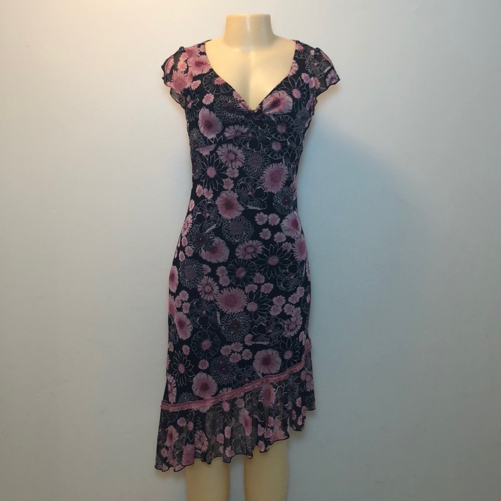 Black and pink flowered dress